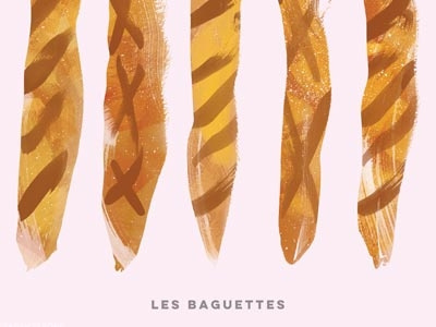 Les Baguettes baguette baked bakery bread food food illustration french illustration
