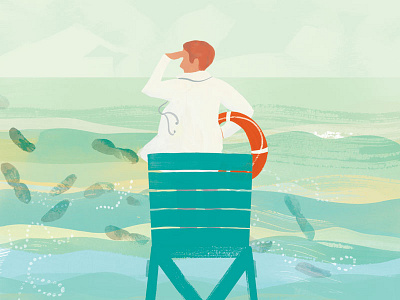 On Guard - WIP bacteria doctor editorial hospital illustration infection lifeguard medical ocean sea water