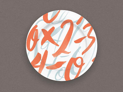 Surface Design Experiments 8/100 brush dinnerware in the red numbers pattern plate surface design the100dayproject