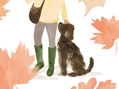 Truffle Dog animal dog editorial forest illustration leaves pet truffle