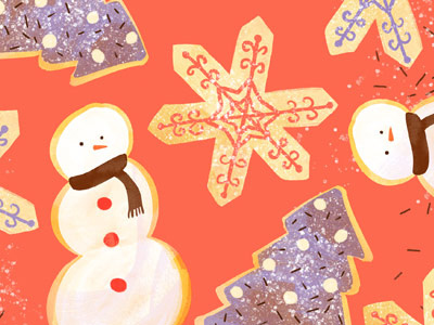 Holiday Cookies - Day 5 bakery baking christmas tree cookies holidaycookiedraw2015 holidays illustration kitchen snowflake snowman sugar cookies theydrawandcook