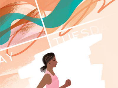 New Year's Resolutions editorial exercise illustration jogging new year resolutions running woman