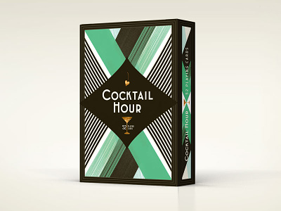 Cocktail Hour Playing Cards Tuck Box art deco brush cocktail foil illustration jade packaging playing cards