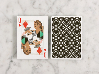 Queen of Diamonds cocktail cocktail hour diamonds illustration pattern playing cards queen shaker woman