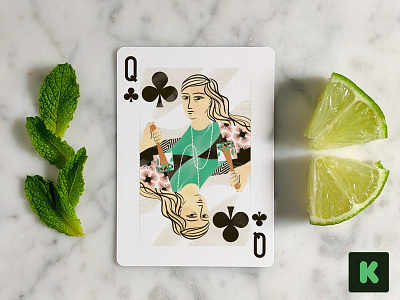 Cocktail Hour Playing Cards on Kickstarter clubs cocktail cocktail hour food illustration illustration kickstarter mojito playing cards queen