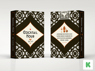 Cocktail Hour Playing Cards on Kickstarter - Tuck Box cocktail cocktail hour history illustration kickstarter packaging pattern playing cards stretch goals tuck box