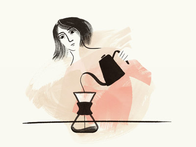 The 100 Day Project - 100 Days of Cookbook Spots chemex coffee food illustration illustration morning wake up woman