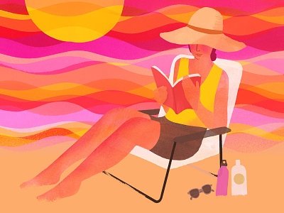 Summer Reading beach book editorial illustration summer reading