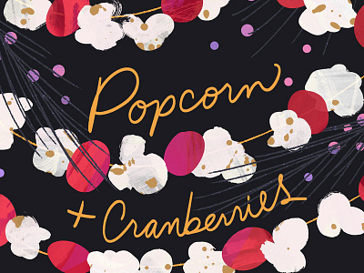 Holiday Illos – Garland christmas cranberry food illustration garland holiday illustration popcorn
