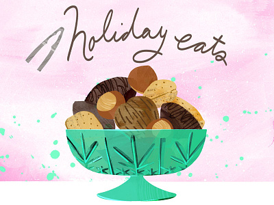 Mixed Nuts almond christmas depression glass food illustration hazelnut holiday walnut