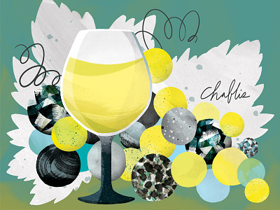 Chablis Wine chablis french glass grapes illustration mineral wine