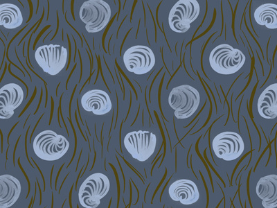 Shell Pattern clam editorial eel grass gouache illustration nature ogee pattern shell