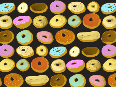 Doughnuts doughnuts gouache illustration pattern