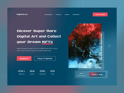 NFT Landing Page Website bitcoin coin crypto cryptoart cryptocurrency design doge eth ethereum gradient landing page nft nft art website