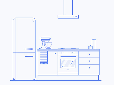 Kusudama Kitchen architecture clean design illustration linear minimal vector