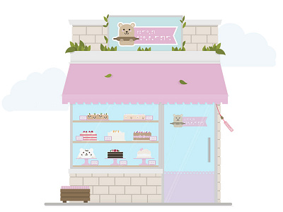 Sweet's Store bakery cute design illustration linear market pink sweets vector