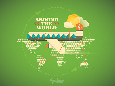 Around The World Illustration adobe free illustration plane travel vector world
