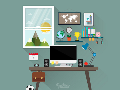 Work With The View adobe desk free illustration vector work