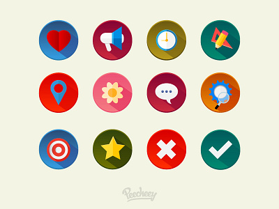 Colorful icons set adobe flower free heart icons illustrator star vector