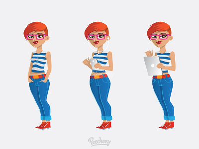 Hipster Girl with Apple devices adobe apple free freebie girl hipster vector