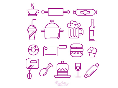 Food and kitchen supplies icons