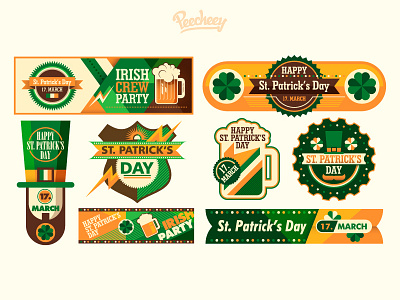 St. Patrick's day banners and stickers adobe banner beer free green icon ireland luck peecheey st. patricks day sticker vector