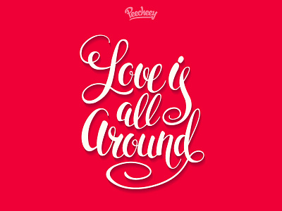 Love is all around calligraphy free letters love typography vector