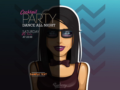 Party Poster adobe cocktail disco free girl party poster vector