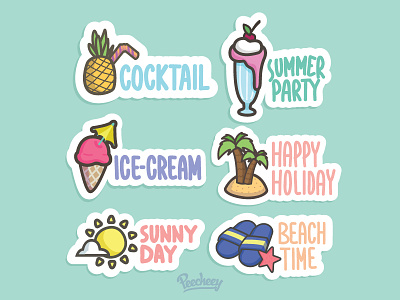 Peecheey Summer Stickers adobe free vector sale stickers summer vector