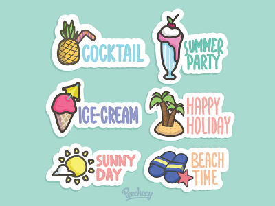 Peecheey Summer Stickers adobe free vector sale stickers summer vector