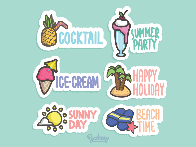 Peecheey Summer Stickers adobe free vector vector stickers sale summer