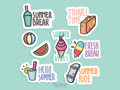 Summer Stickers again by Peecheey on Dribbble