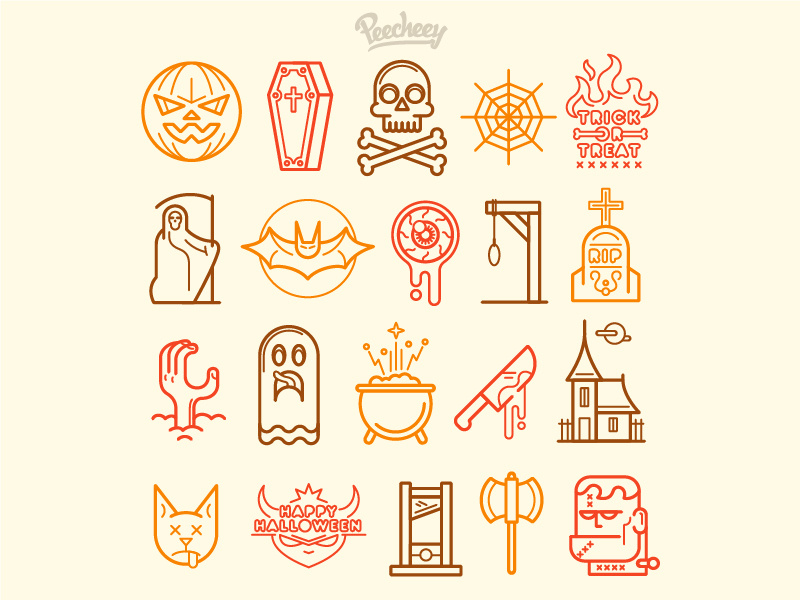 Halloween Icons spooky scary line design free vector icons halloween