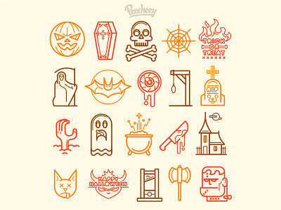 Halloween Icons free vector halloween icons line design scary spooky