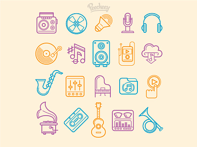 Music Icons free vector icons line design music