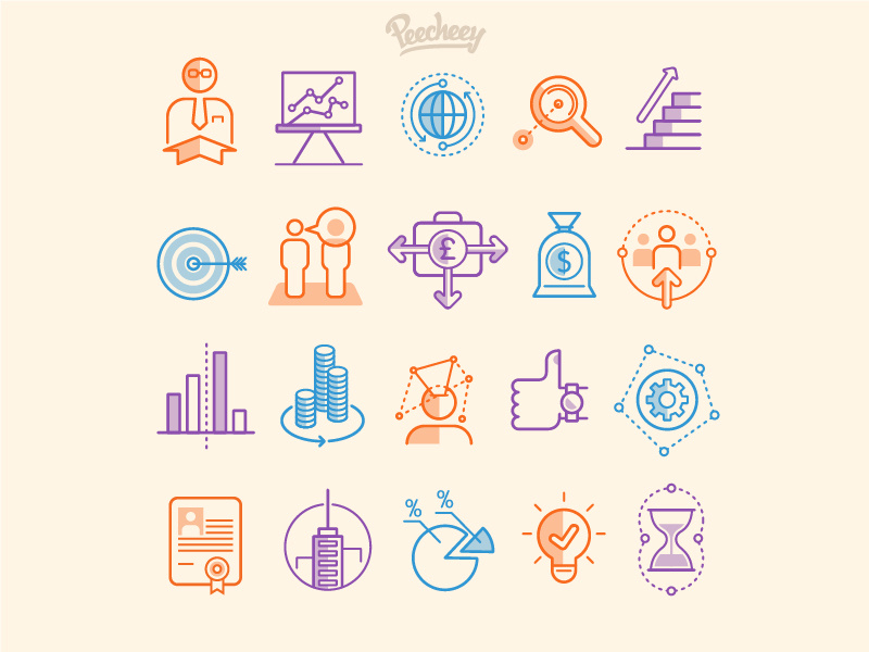 Strategy icon set free vector line design business icons strategy