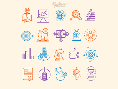 Strategy icon set business free vector icons line design strategy