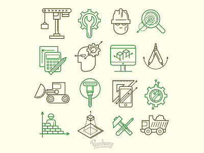 Engineering Icons construction engineering free vector icon line design set vector