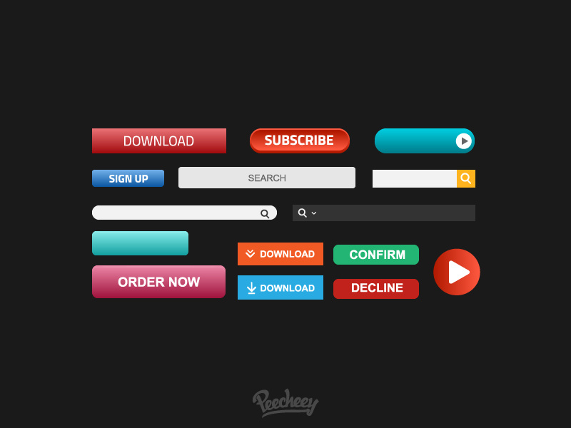 Buttons and search bars adobe free vector design ux ui button bar search
