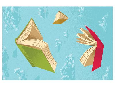 Falling Leaves books clouds illustration illustrator vector