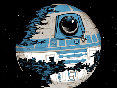 R2-Deathstar death star geek illustrator r2 d2 star wars