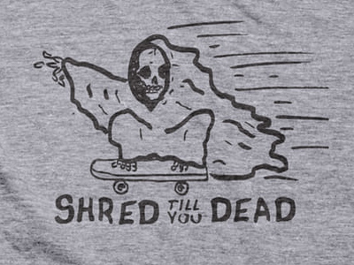 Shred Reaper apparel cotton bureau drawing grim reaper illustration shirt shred skate skater skeleton