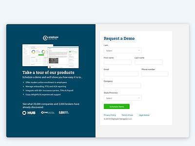 Request Demo landing page