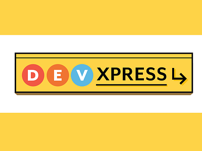 Rejected Devxpress logo branding flat design logo signage train sign trains yellow