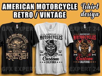 American Motorcycle vintage T-shirt design