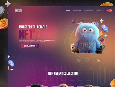 Monster NFT Landing Page 😜 3d animation branding graphic design motion graphics ui