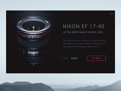 Product Card Nikon Lense ui ux