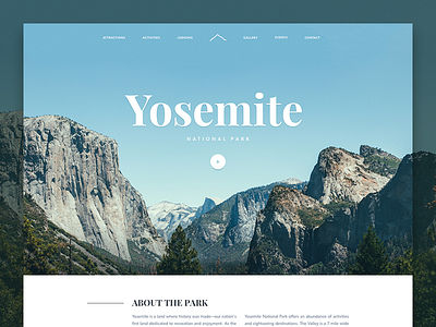 Yosemite National Park home home page landing landing page mountain nature park ui web web design yosemite