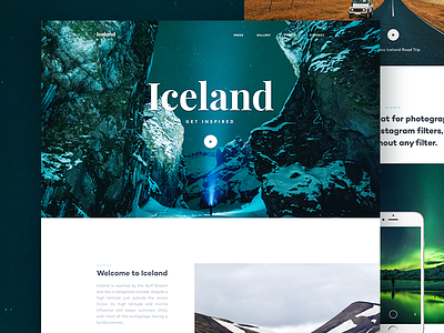 Iceland Website home home page iceland journey landing landing page nature ui web