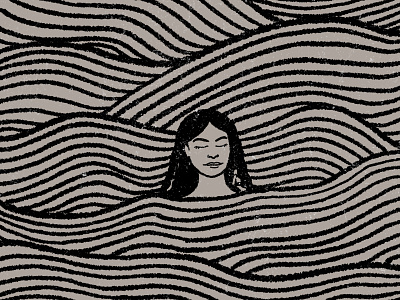 Floating In Water beige closed eyes dreaming female flow girl h2o illustration long hair ocean ocean life oceanic river sea sleeping swimming water wave waves woman